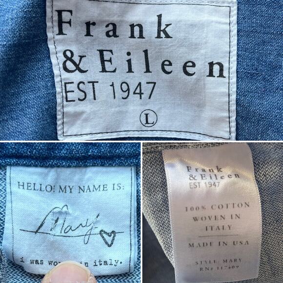 Frank and Eileen Mary Classic Shirtdress Famous Denim Distressed Wash Size L - Picture 5 of 10
